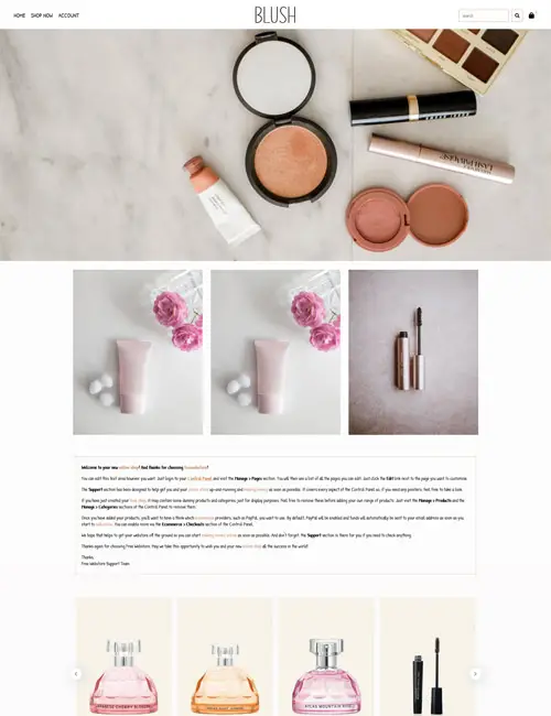Example of a Freewebstore template on a tablet device